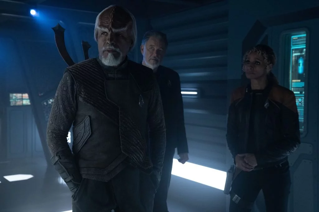 Michael Dorn, Jonathan Frakes und Michelle Hurd in Star Trek: Picard