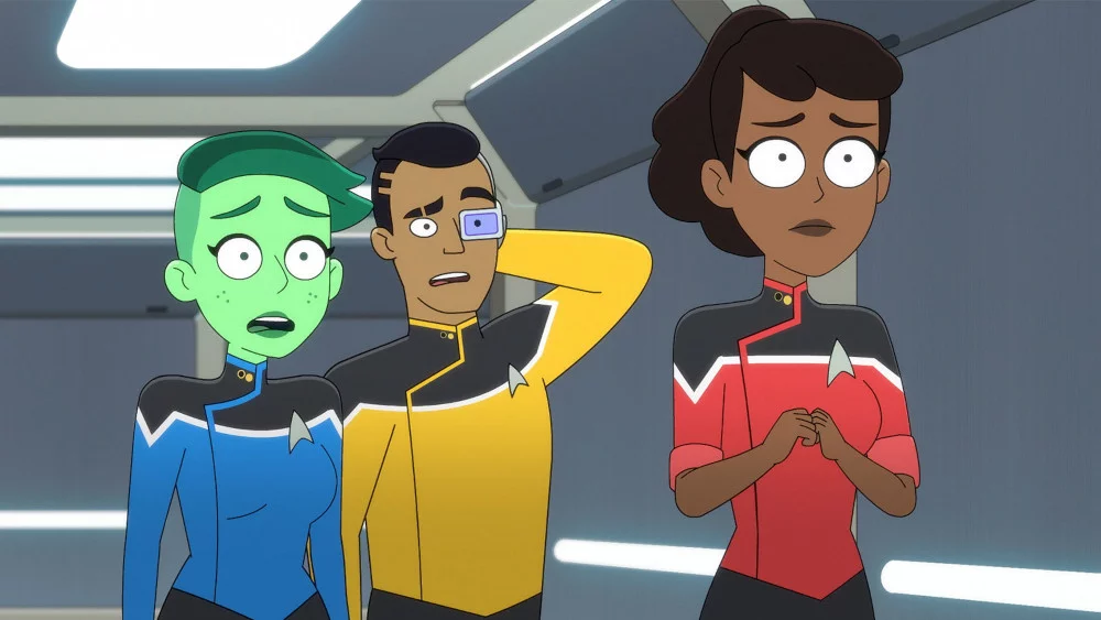 Tendi, Rutherford und Mariner in der Folge „In the Cradle of Vexilon“ der US-Serie „Star Trek: Lower Decks“
