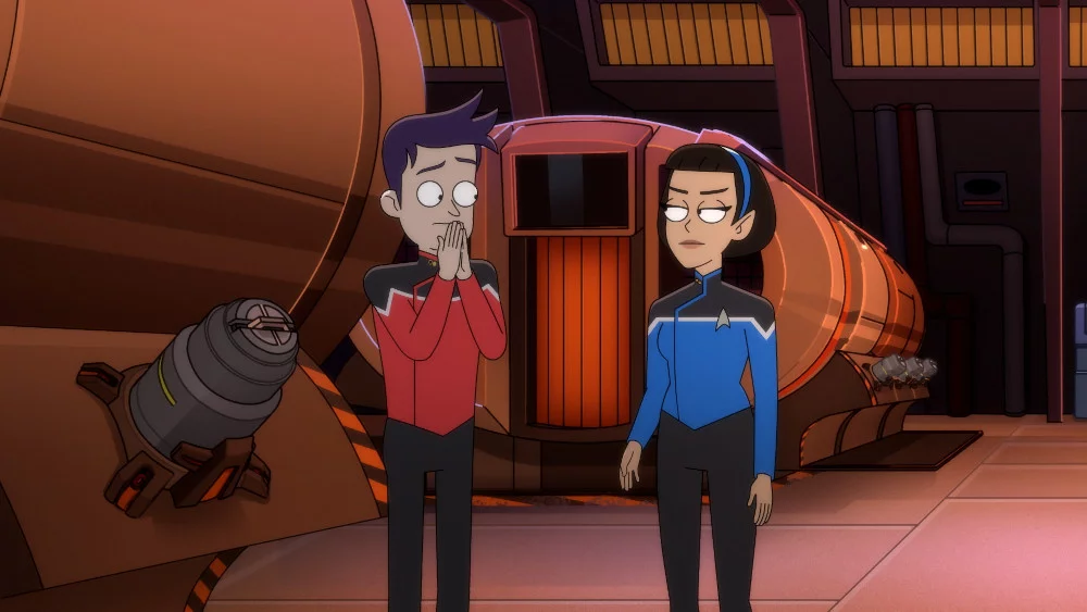 Boimler und T%26#039,Lyn in der Folge „In the Cradle of Vexilon“ der US-Serie „Star Trek: Lower Decks“