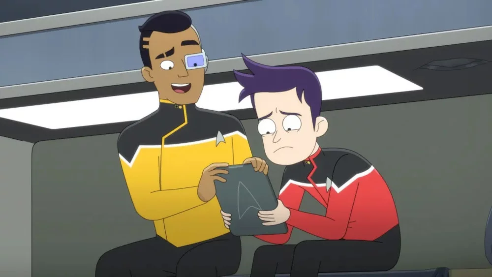 Eugene Cordero und Jack Quaid in „Star Trek: Lower Decks“