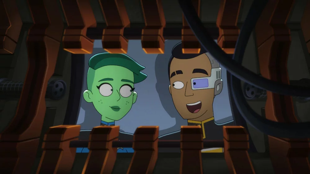 Noell Wells und Eugene Cordero in „Star Trek: Lower Decks“