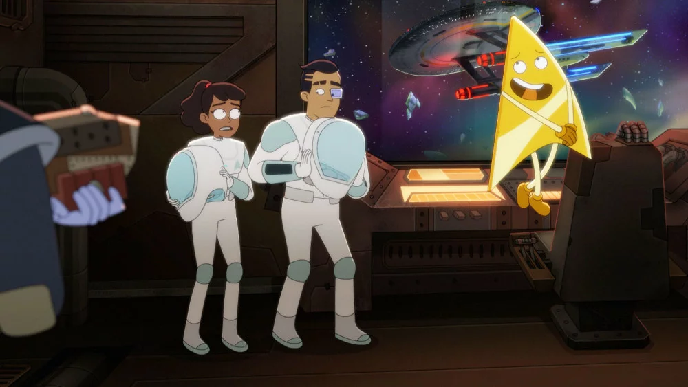 Tawny Newsome, Eugene Cordero und Jack McBrayer in „Star Trek: Lower Decks“