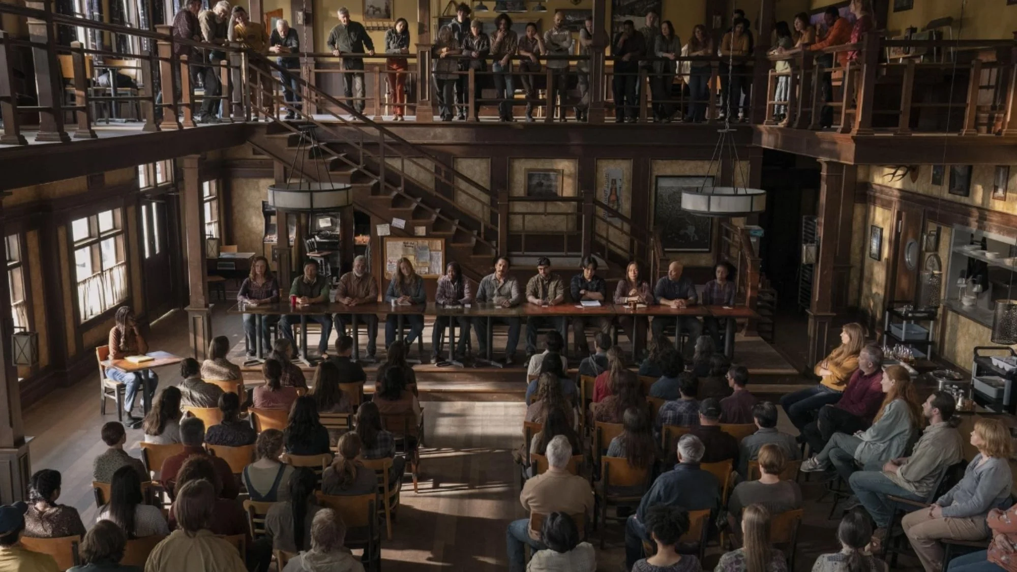 Abstimmung in Jackson auf einem Szenenfoto zur Episode „The Path“ der Serie „The Last of Us“