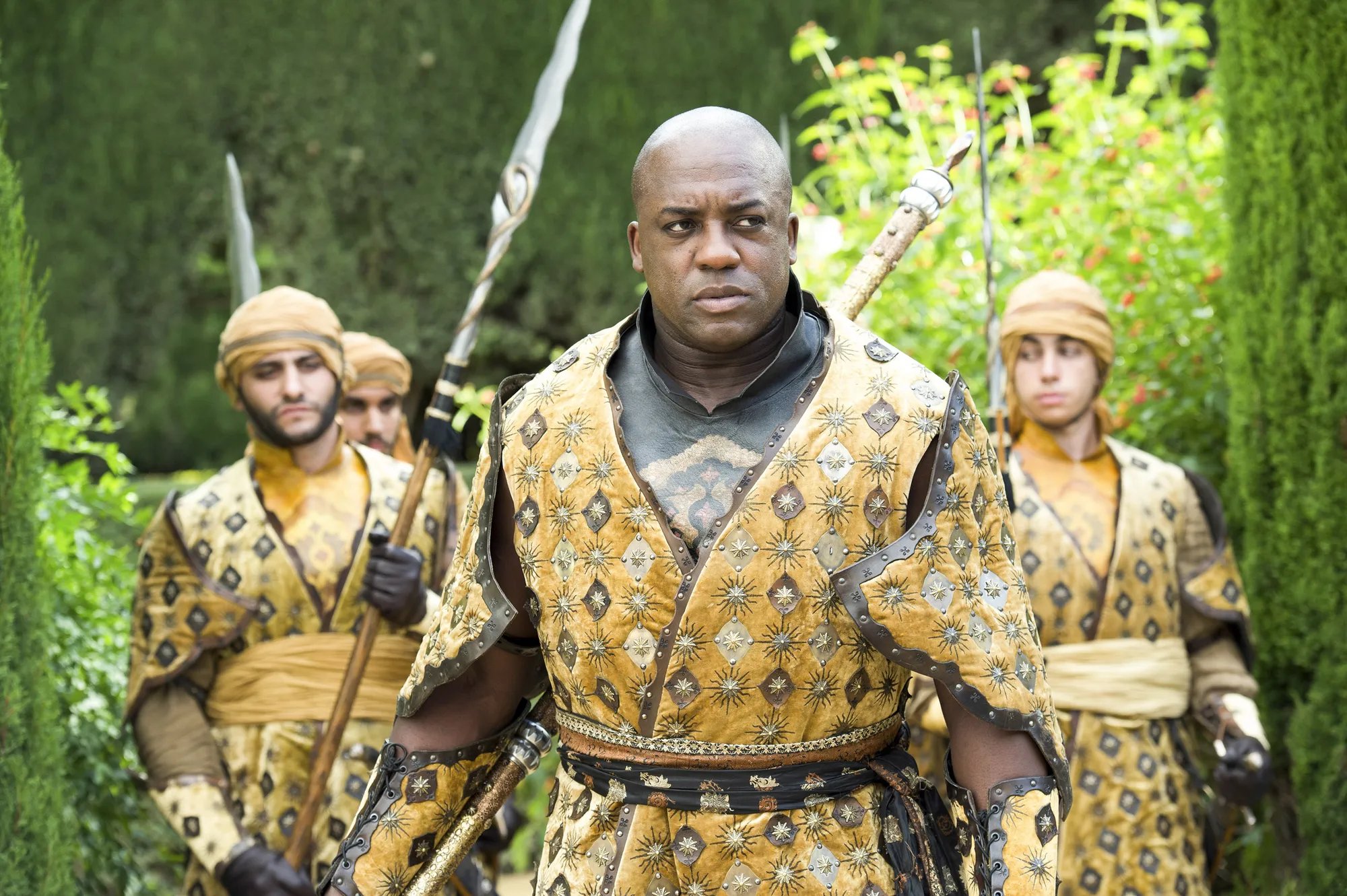 Areo Hotah (Deobia Oparei) in %26bdquo;Unbowed; Unbent; Unbroken%26ldquo;. &copy; HBO