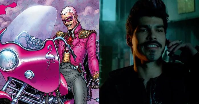Der Flamingo in der Comic-Vorlage und in der Darstellung von Raul Castillo. &copy; DC / FOX