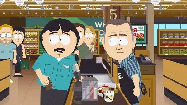 An der %26bdquo;Whole Foods%26ldquo;-Kasse wird Randy zum Spenden genötigt. &copy; Comedy Central