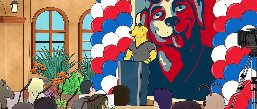 Mr. Peanutbutter kandidiert als Gouverneur von Kalifornien in „Bojack Horseman“.