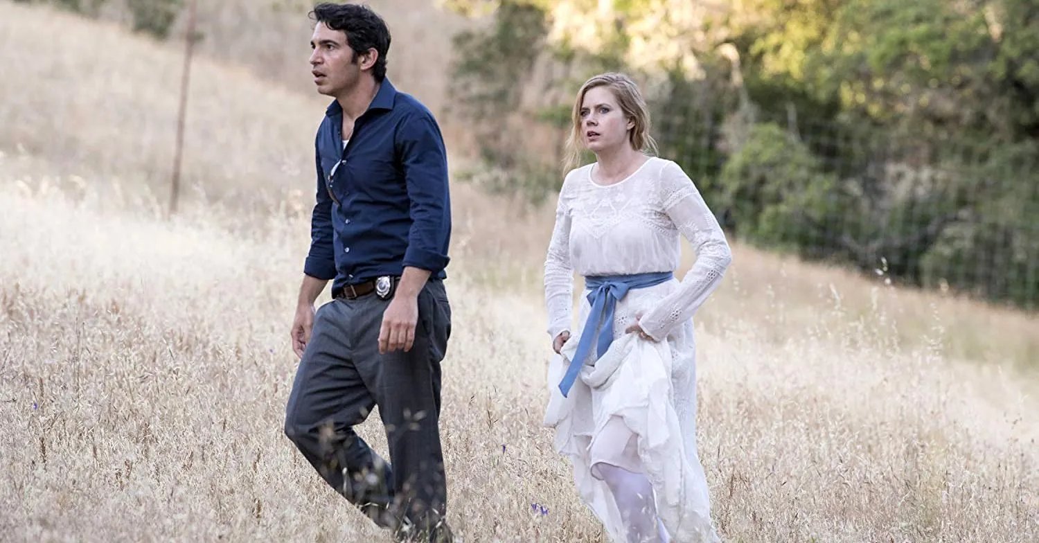 Szenenbild der „Sharp Objects“-Episode „Closer“: Richard (Chris Messina) und Camille (Amy Adams) machen einen kleinen Spaziergang.