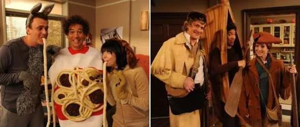 Marshall; Ted und Lily als Strolch; der Spaghettiteller und Susie sowie als Lewis; Clark und deren Boot. Lewis und Clark sind amerikanische Entdecker und waren Teil der ersten amerikanischen Überlandexpedition. © CBS