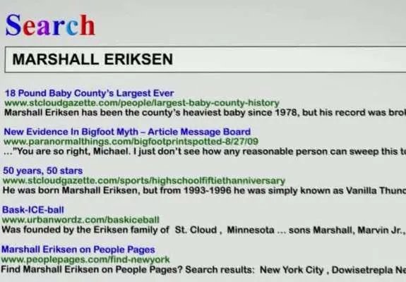 Ein Ausschnitt der Suchergebnisse von Marshalls Backgroundcheck © CBS