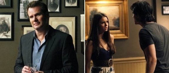 Bill (Jack Coleman) spielt mit dem Feuer. Elena (Nina Dobrev) und Damon (Ian Somerhalder) streiten sich. &copy; 2011 The CW/Quantrell D. Colbert (Montage: SJ)